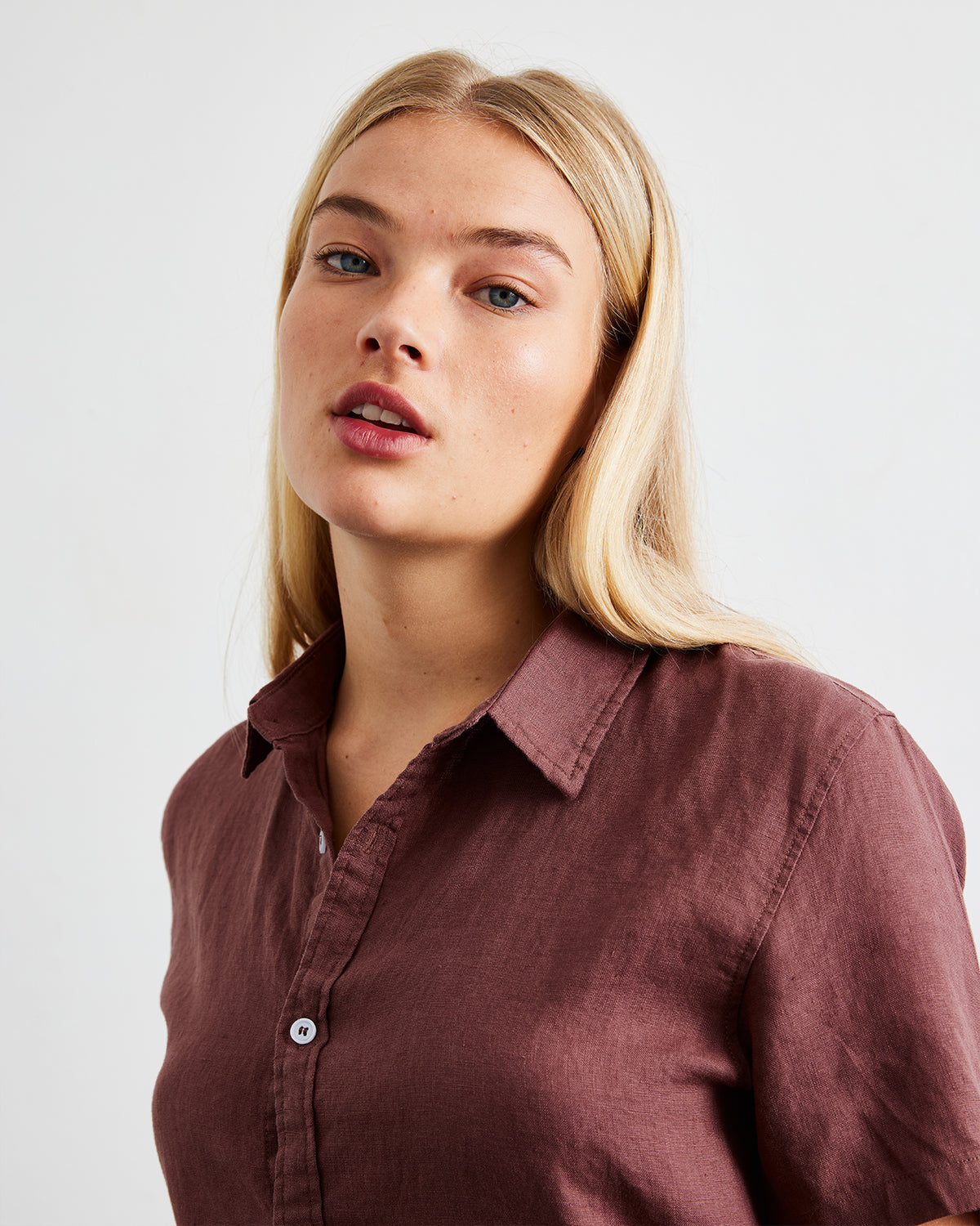 Cacao 100% French Flax Linen Short Sleeve Shirt - Image 2