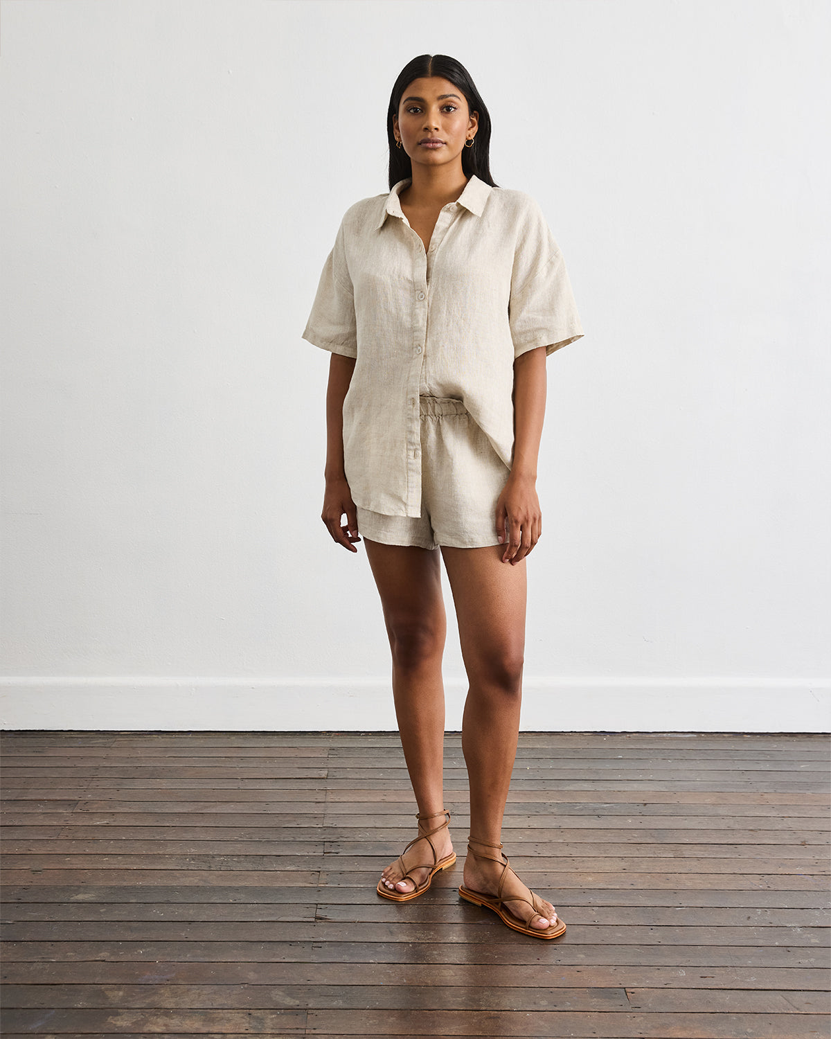 Marina Short Sleeve Shirt in Oatmeal - Image 2