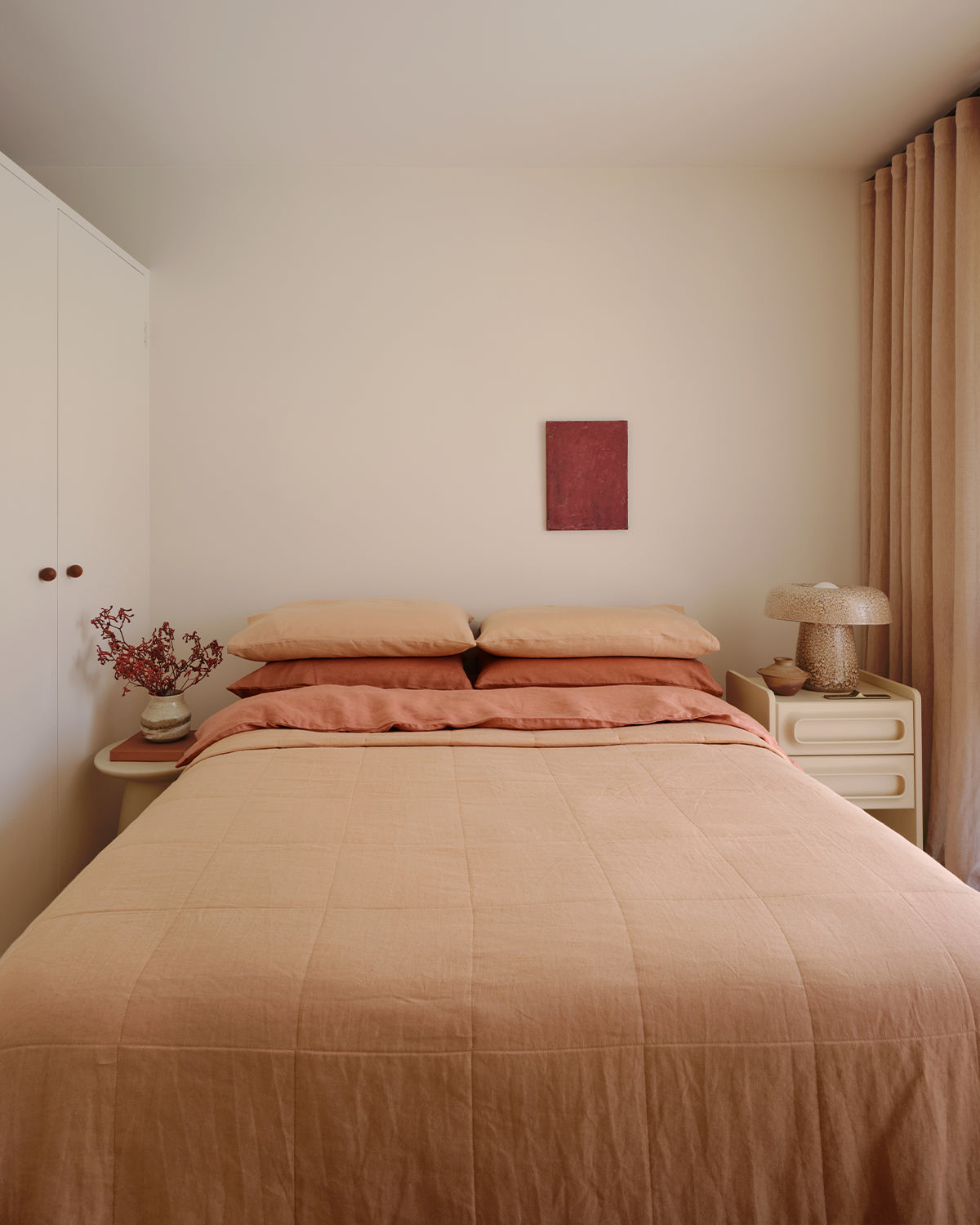 Terracotta & Hazelnut 100% French Flax Linen Quilt Set - Image 5