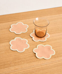 Terracotta & Limoncello 100% French Flax Linen Petal Coasters (Set of Four)