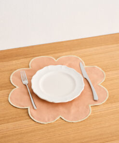 Terracotta & Limoncello 100% French Flax Linen Petal Placemats (Set of Four)