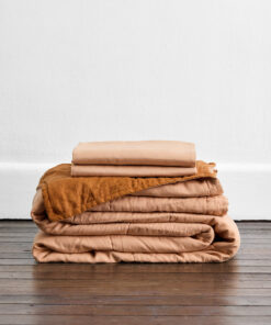 Terracotta & Rust 100% French Flax Linen Quilt Set