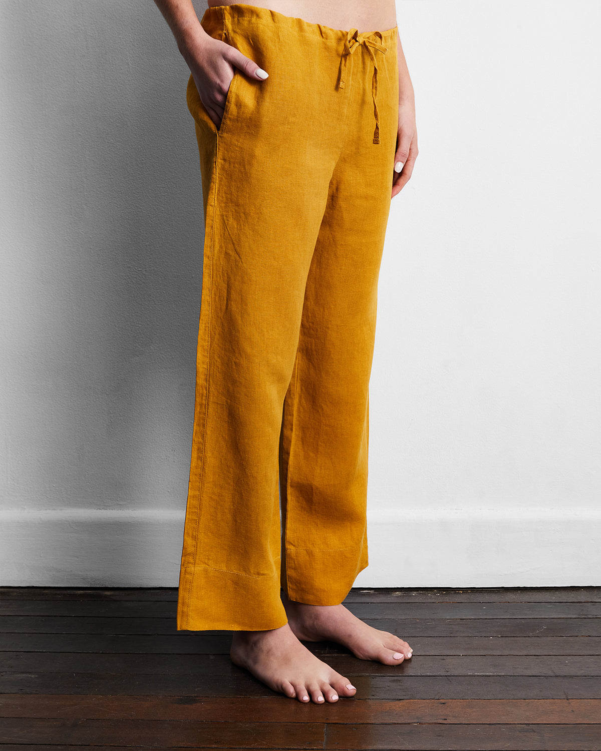 Turmeric 100% French Flax Linen Pants - Image 2