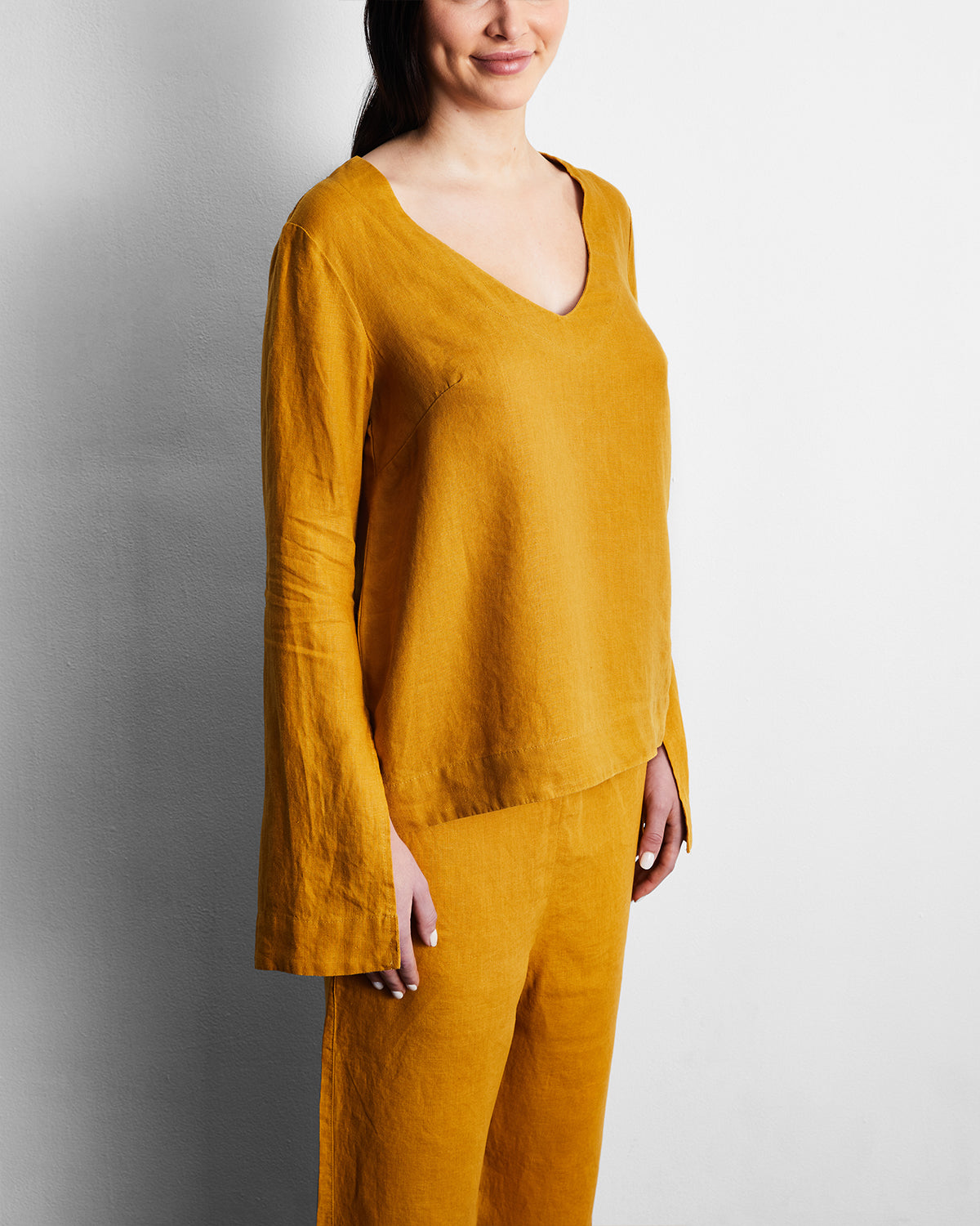Turmeric 100% French Flax Linen Top - Image 2