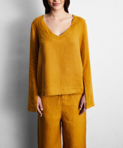 Turmeric 100% French Flax Linen Top
