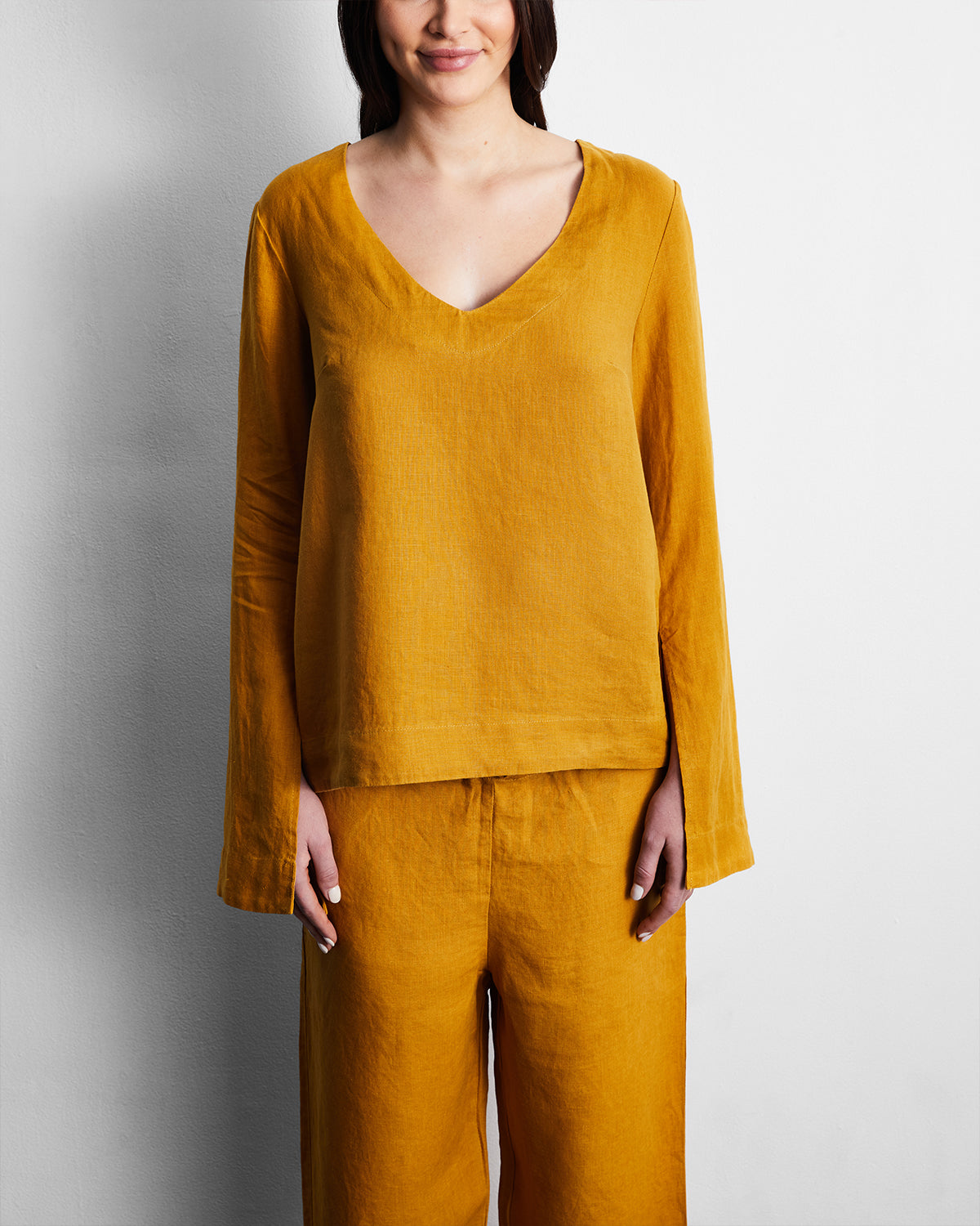 Turmeric 100% French Flax Linen Top