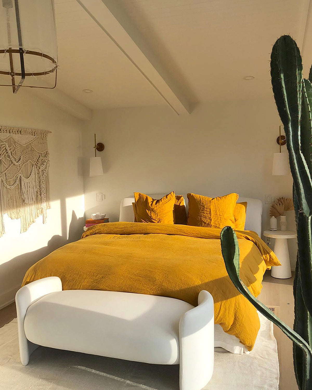 Turmeric 100% French Flax Linen Fitted Sheet Set - Image 5