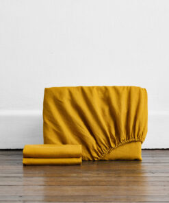 Turmeric 100% French Flax Linen Fitted Sheet Set