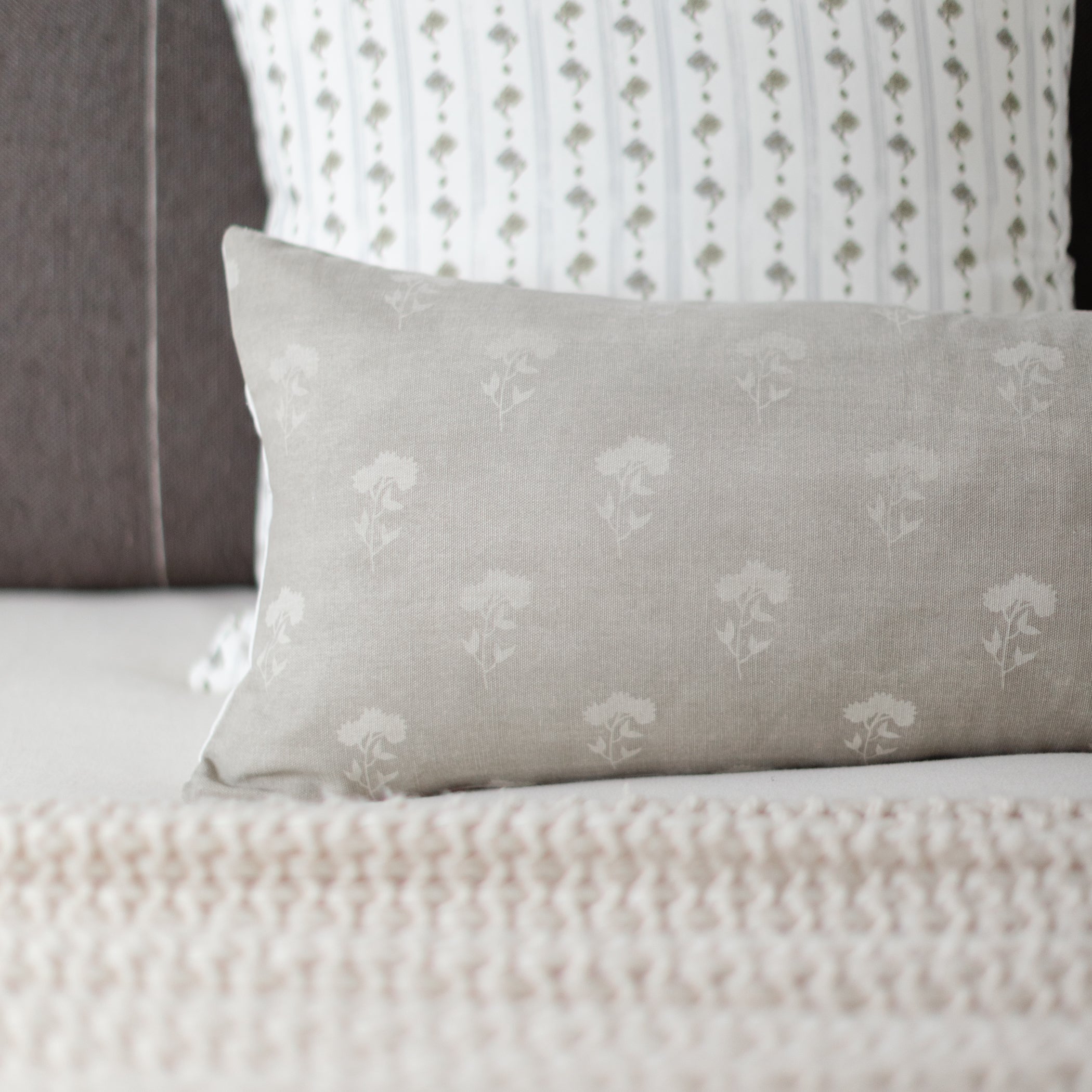 Fleur - Gray Floral Lumbar - 12x20 | 12x40 - Image 6