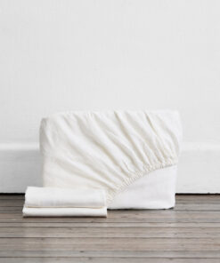 White 100% French Flax Linen Fitted Sheet Set