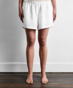 White 100% French Flax Linen Shorts
