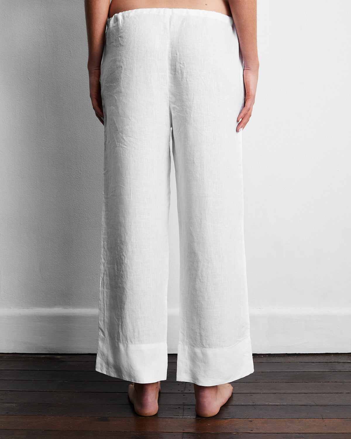 White 100% French Flax Linen Pants - Image 3
