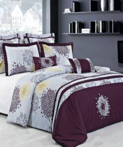 7 Piece Fifi 100% Cotton Embroidered Duvet Cover Set. Full/Queen